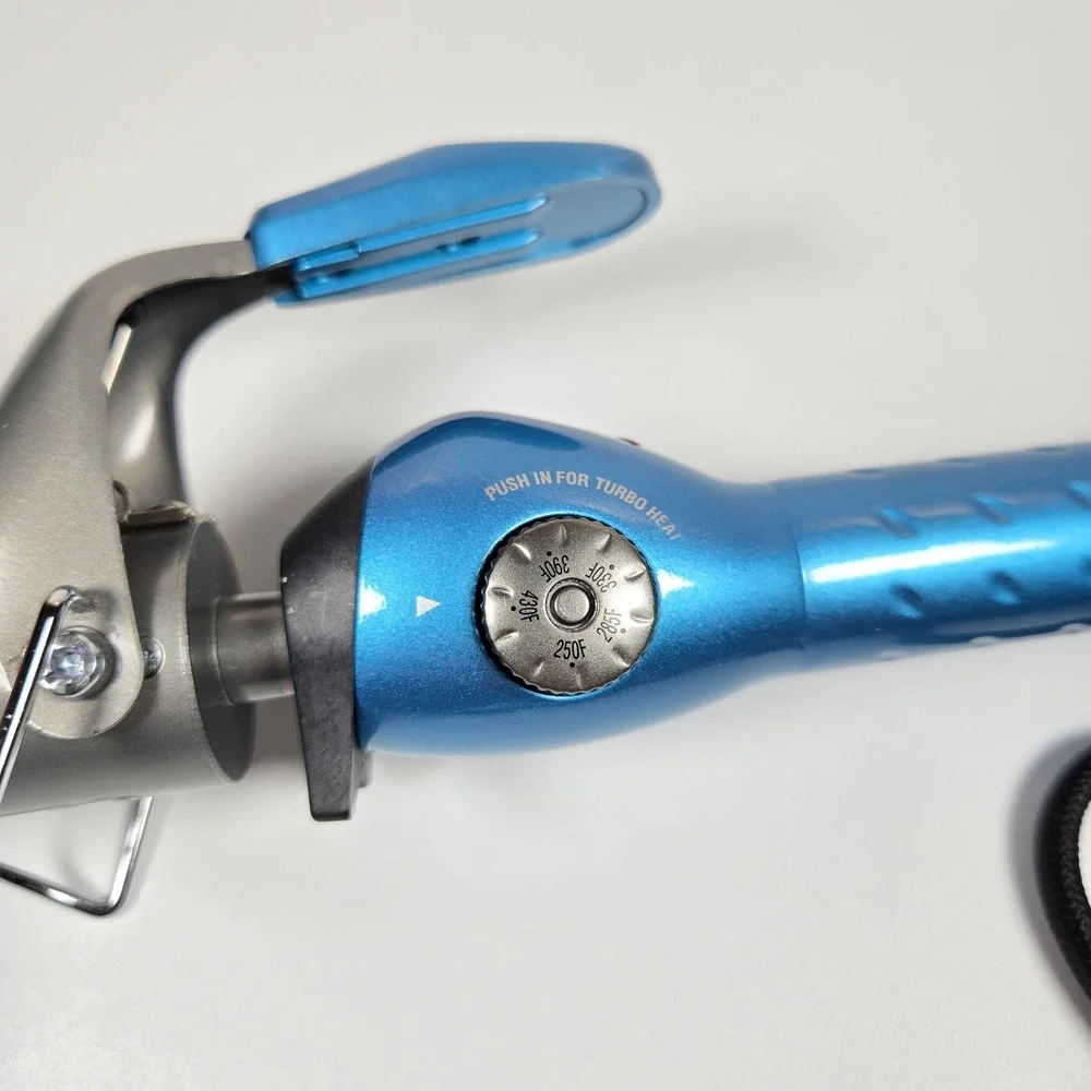 BaBylissPRO Nano Titanium 1.5 Inch Spring Curling Iron Blue BNT125S 450F Turbo